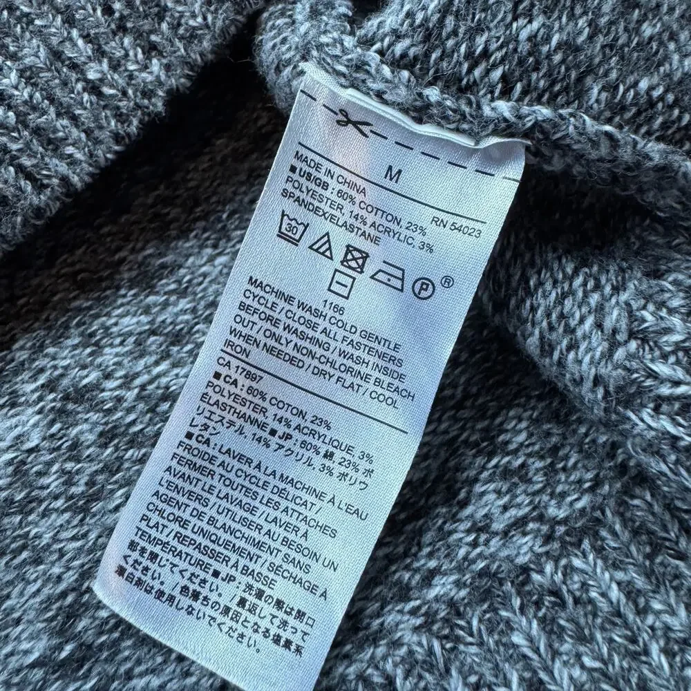 Men's Banana Republic Grey Gray Shawl Collar Sweater Preppy Marled Knit Medium